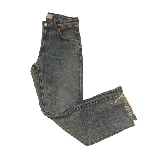 Zara Straight Legged Frayed Bottom Jeans Size 0 - Picture 2 of 10
